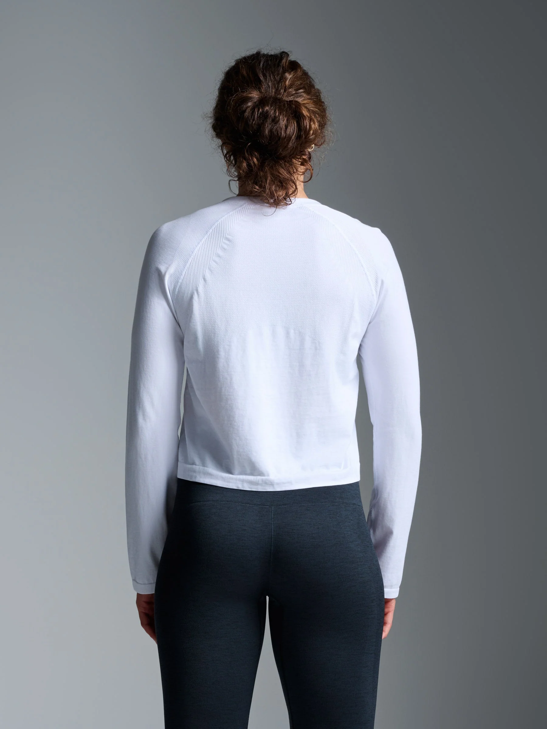 HERE TODAY Cropped Long Sleeve Tee White - Image 2