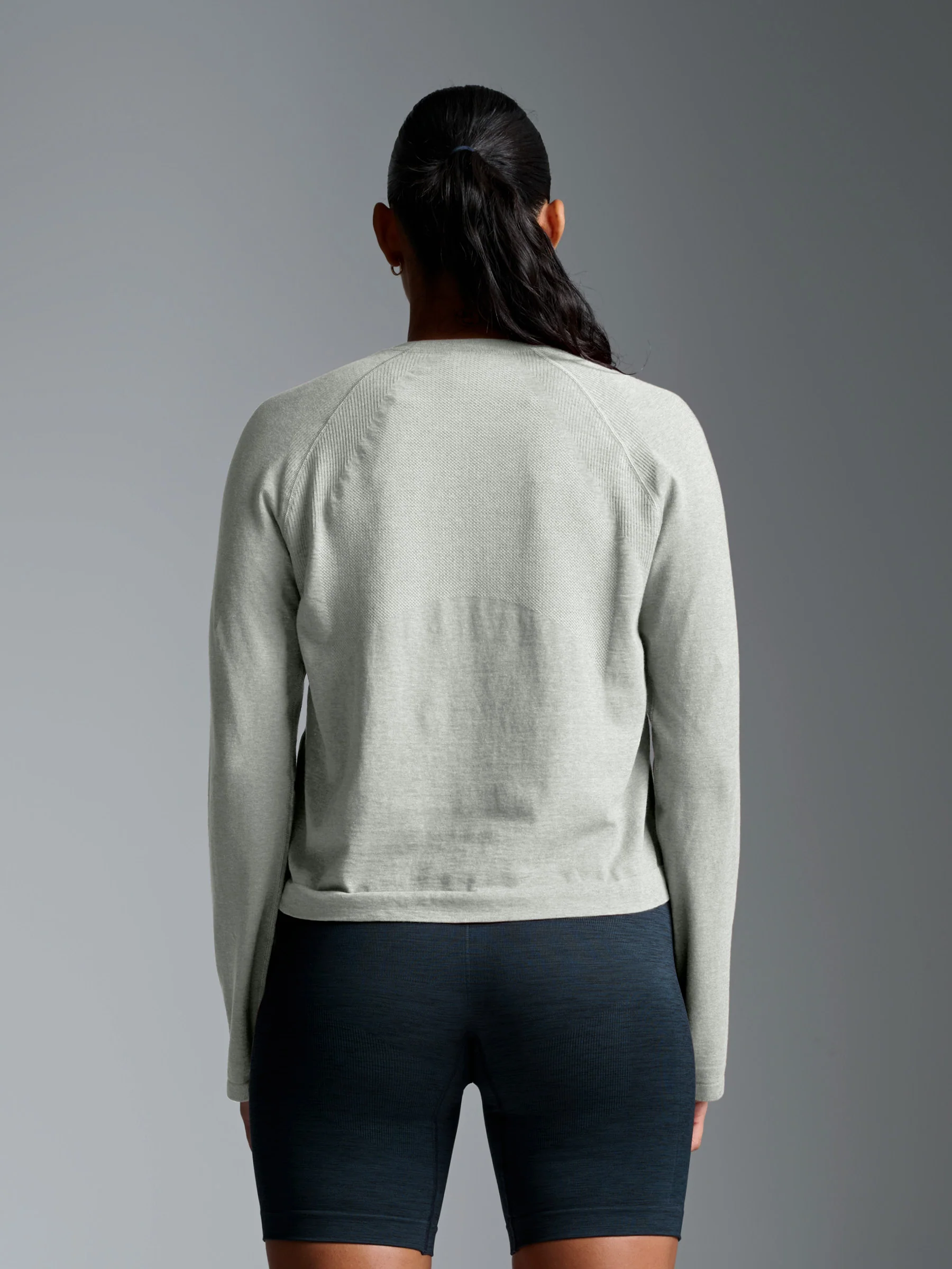 HERE TODAY MELANGE Cropped Long Sleeve Tee Sage Marl - Image 2