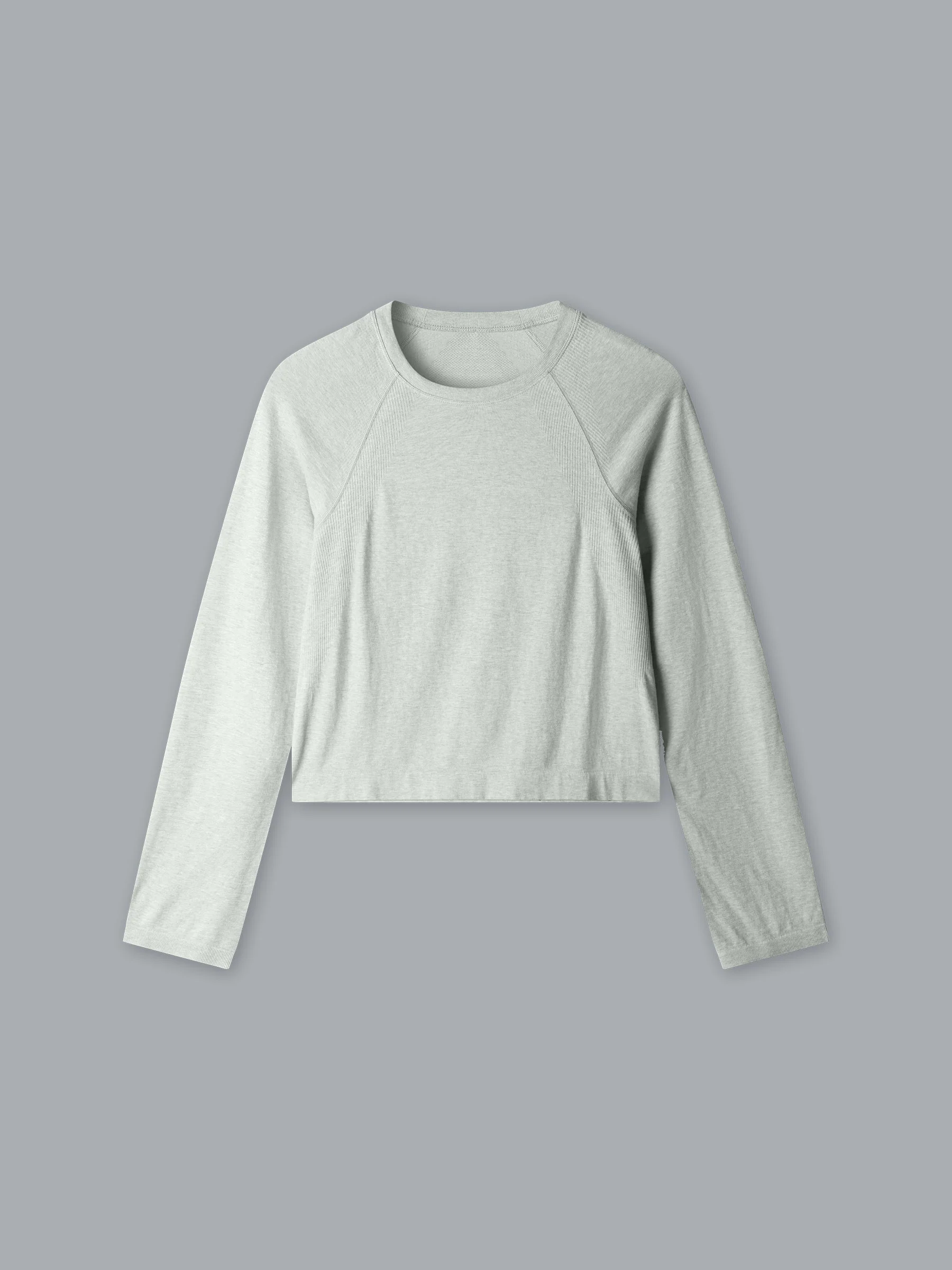 HERE TODAY MELANGE Cropped Long Sleeve Tee Sage Marl - Image 3