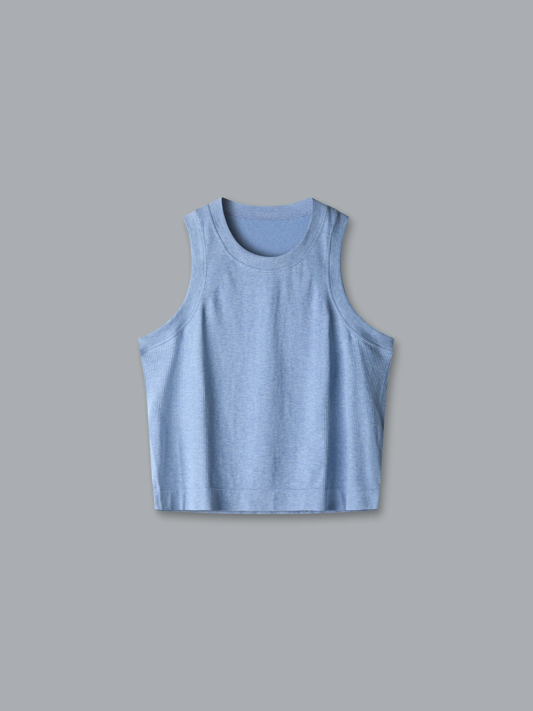 HERE TODAY MELANGE Cropped Tank Blue Marl - Image 3