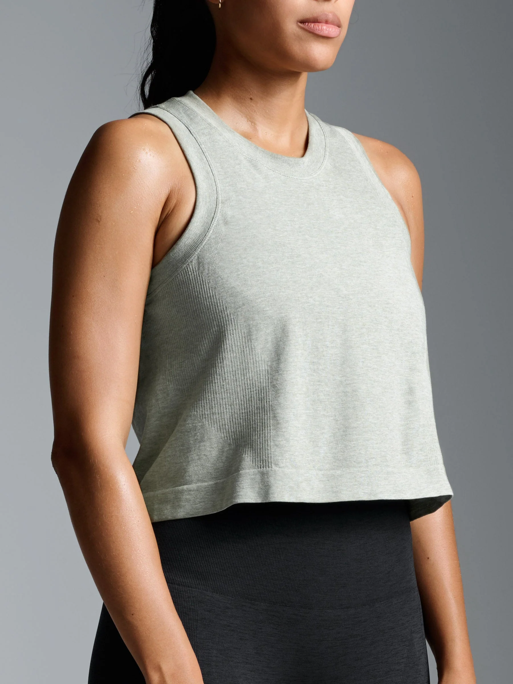 HERE TODAY MELANGE Cropped Tank Sage Marl - Image 4
