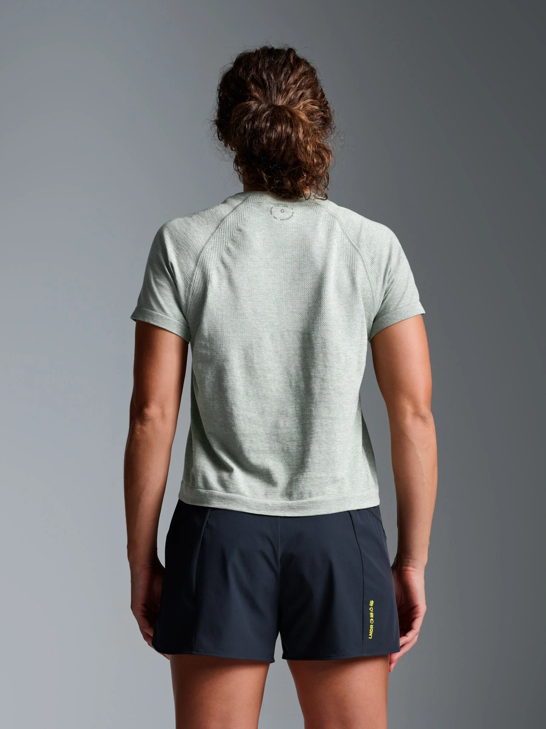 HERE TODAY MELANGE Cropped Tee Sage Marl - Image 2