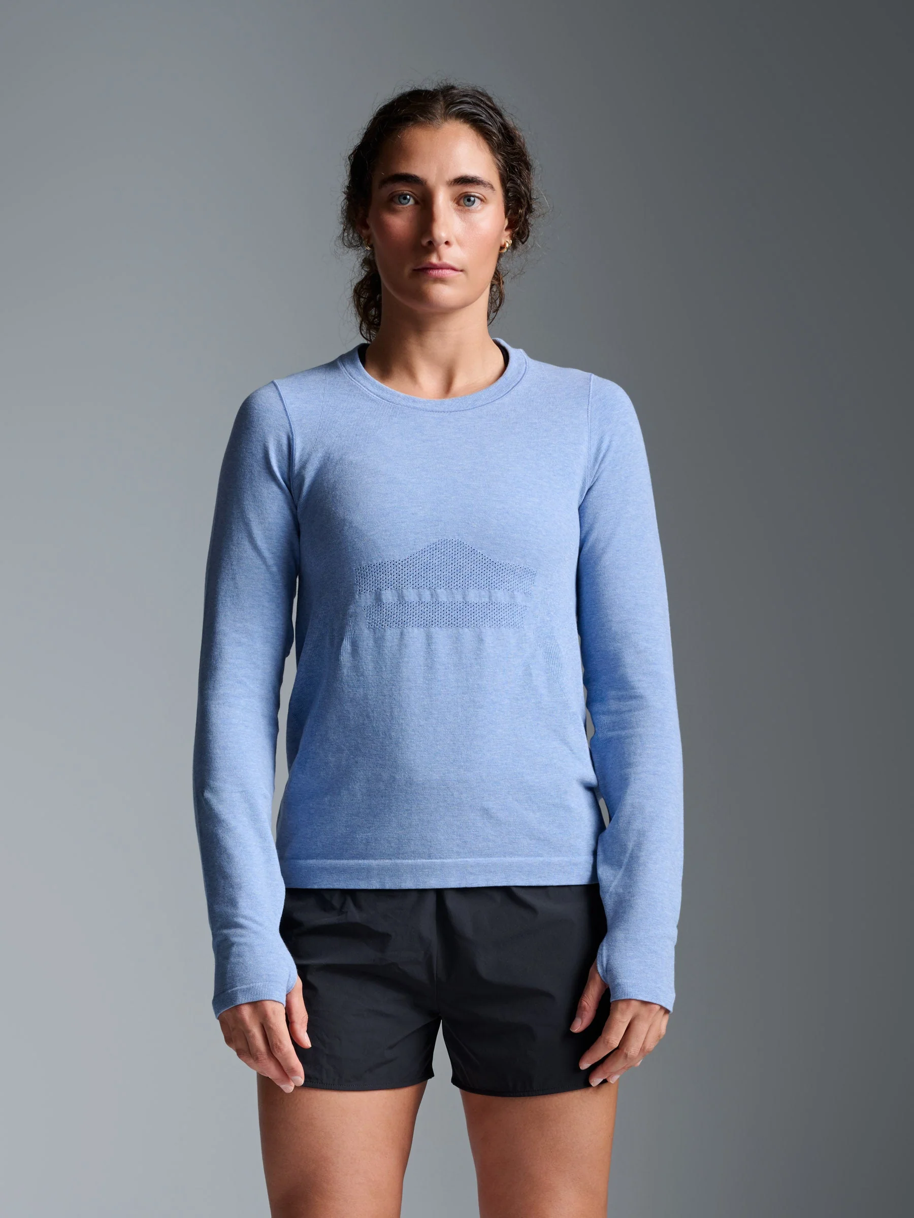 HERE TODAY MELANGE Long Sleeve Tee Blue Marl