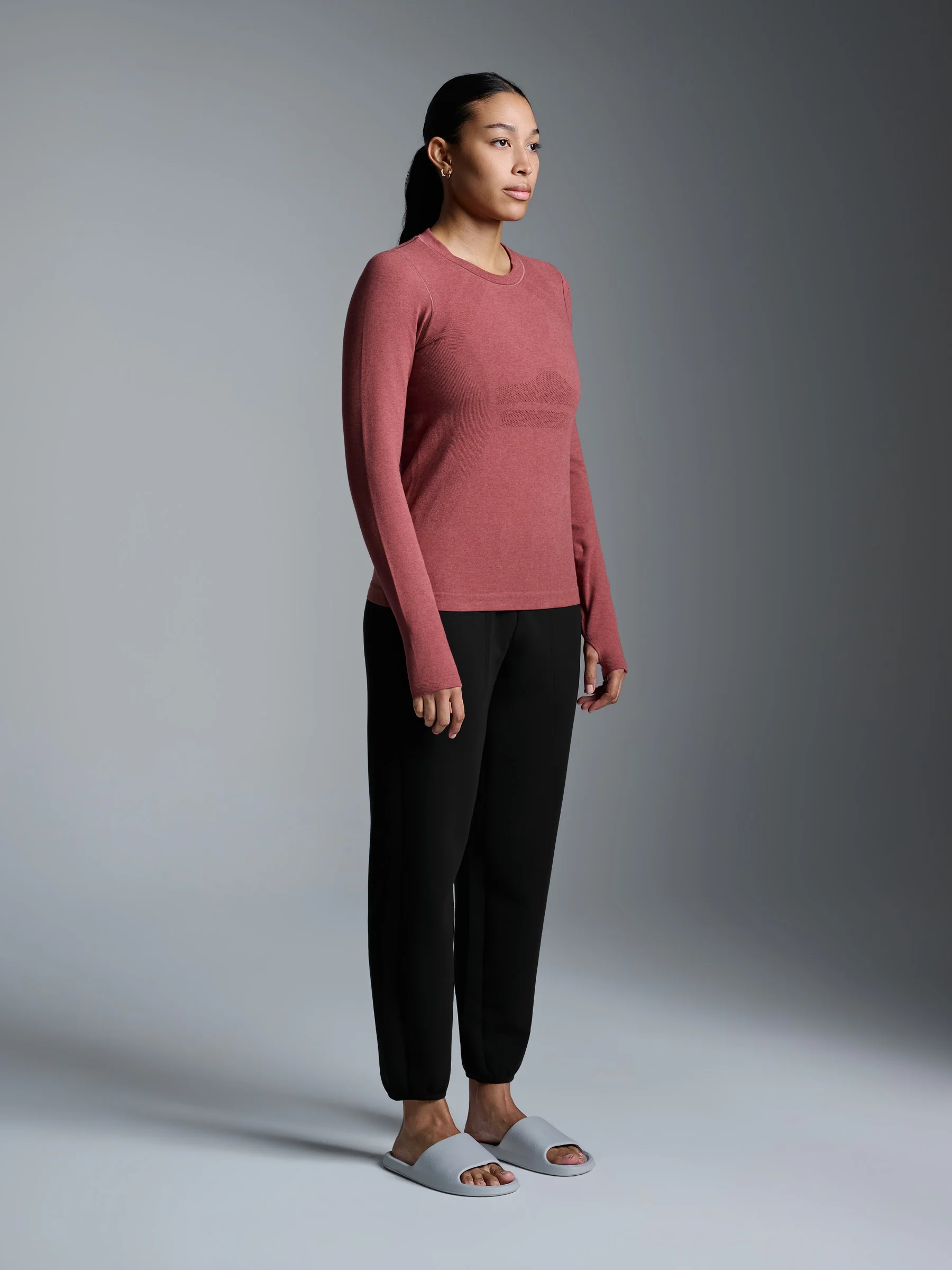 HERE TODAY MELANGE Long Sleeve Tee Earth Marl - Image 4