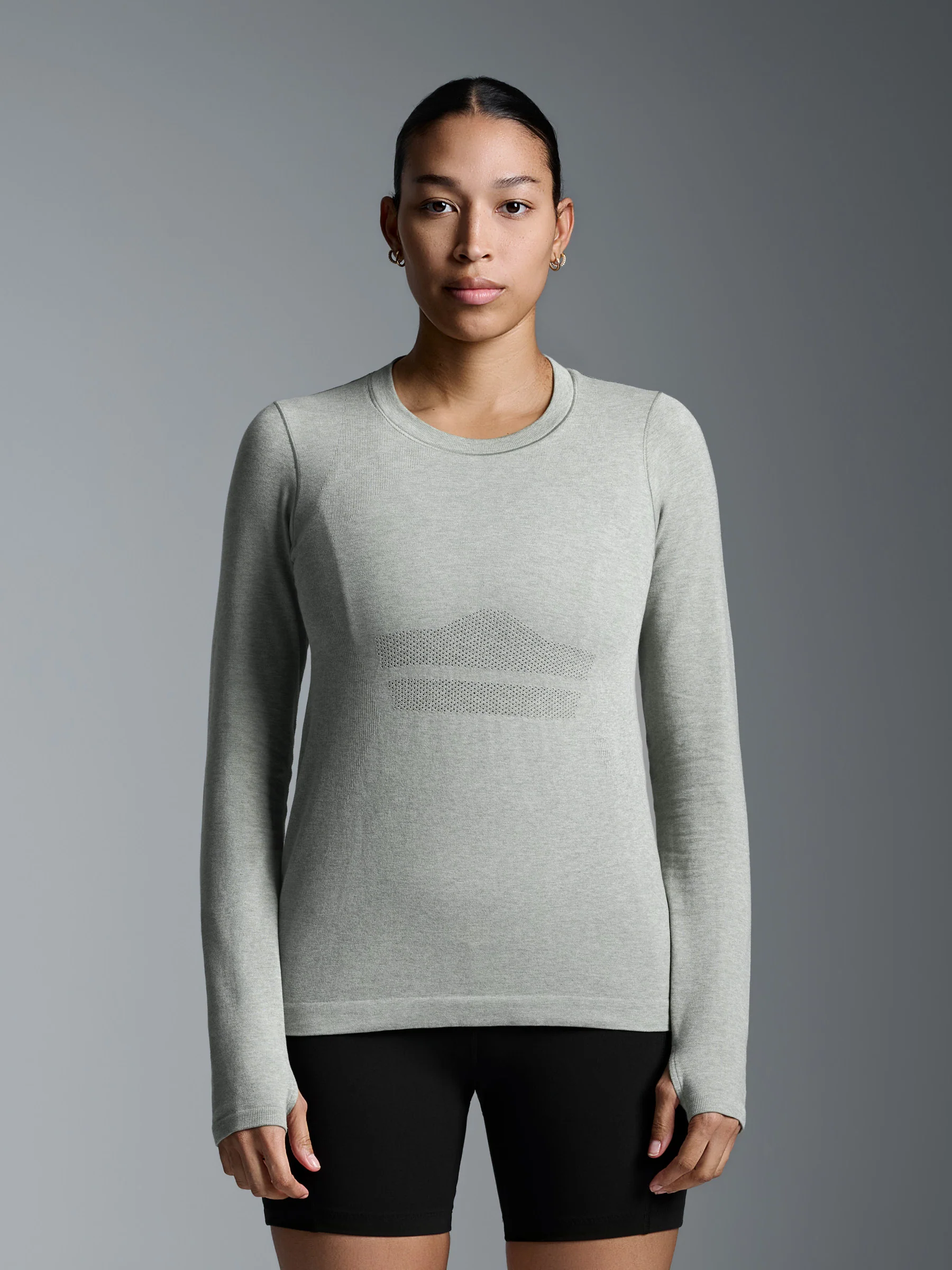 HERE TODAY MELANGE Long Sleeve Tee Sage Marl