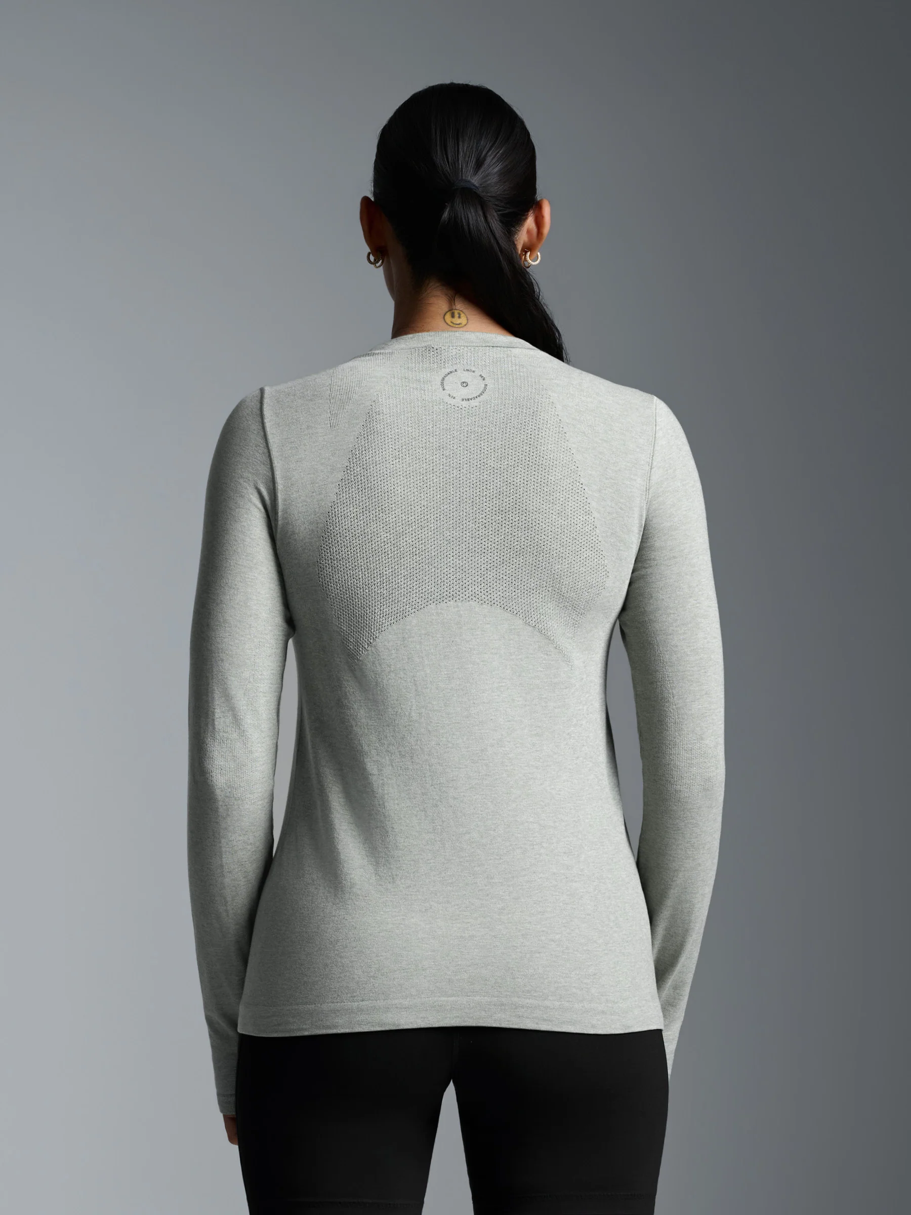 HERE TODAY MELANGE Long Sleeve Tee Sage Marl - Image 2
