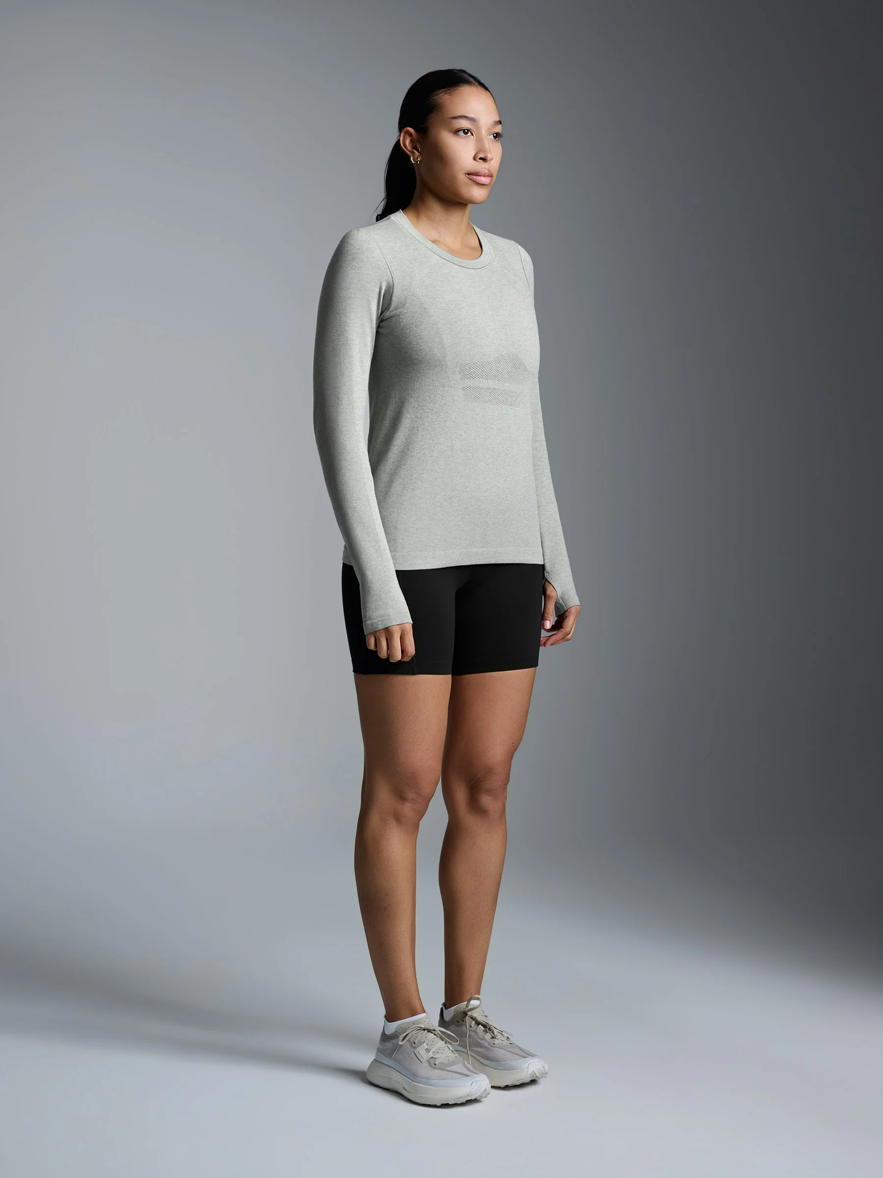 HERE TODAY MELANGE Long Sleeve Tee Sage Marl - Image 4