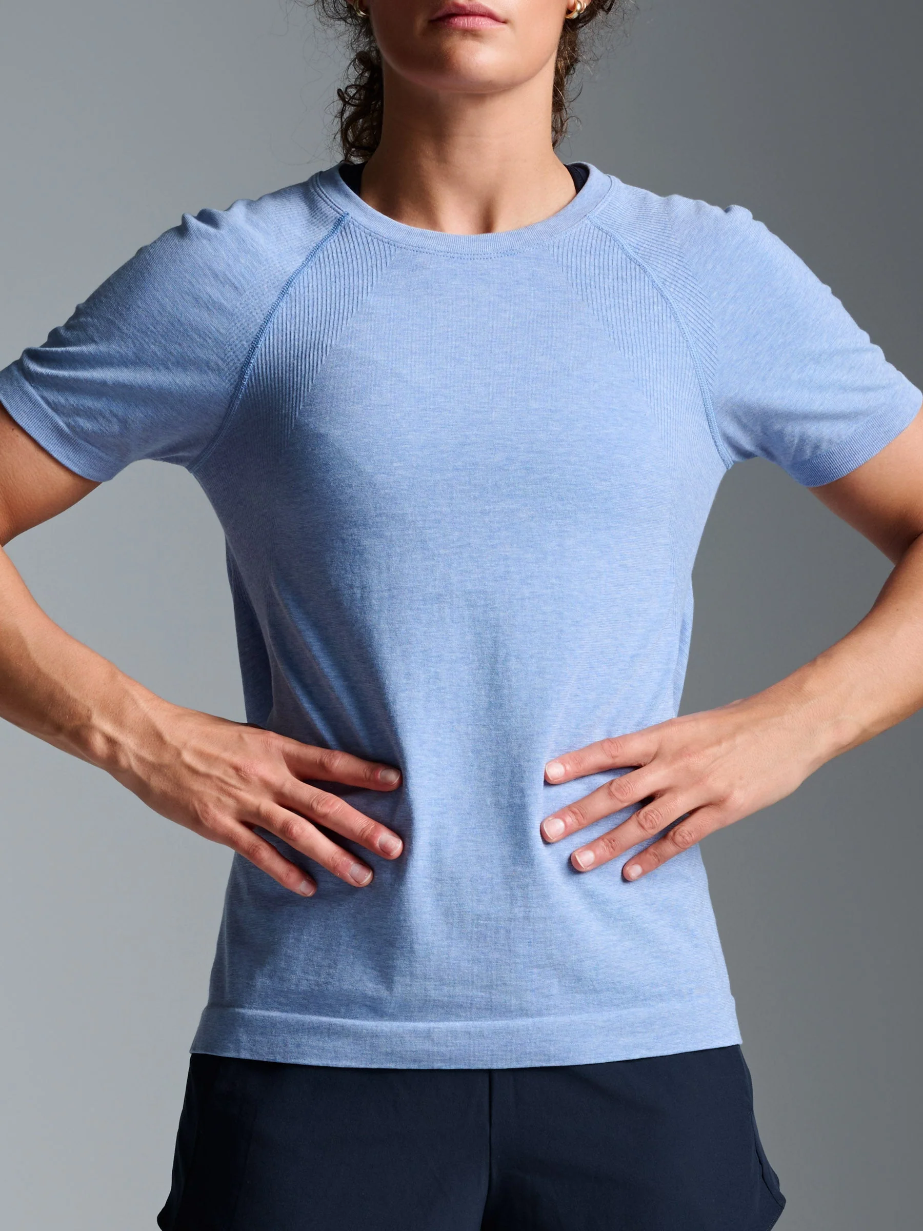HERE TODAY MELANGE Short Sleeve Tee Blue Marl - Image 4