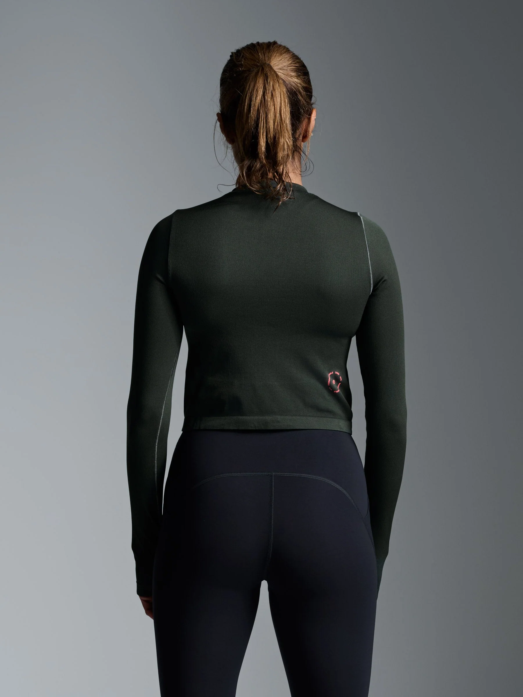 POWER CROP Long Sleeve Top Olive - Image 2